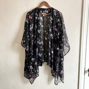 Arizona Jeans Company Size XL-XXL Kimono - Coverup Swim Beach Floral Black